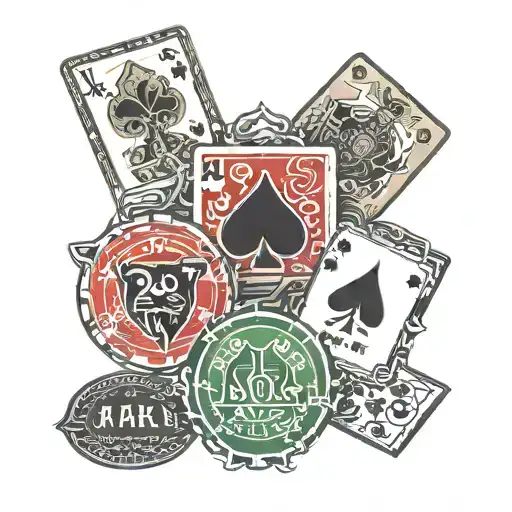 3 poker cards each labeled differently J,L,K behind keyboard and mouse gaming logo, a Xbox one logo, and a playstation 4 tattoo design idea