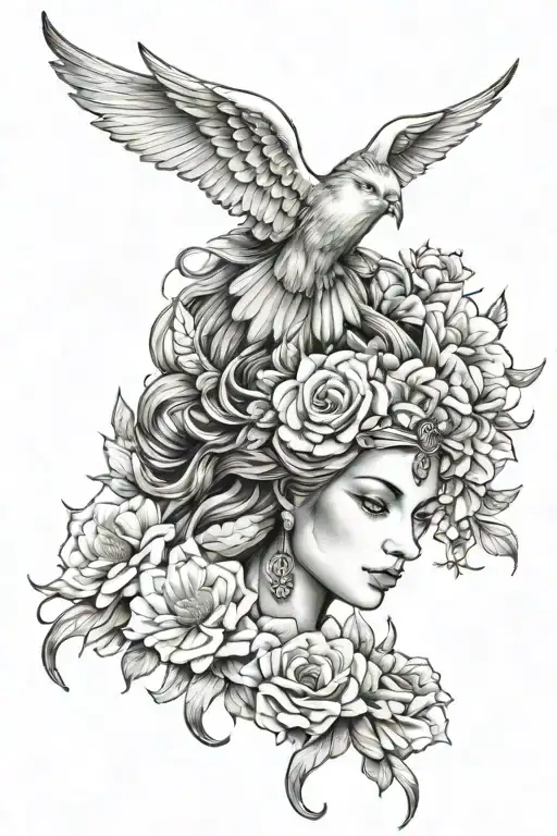 goddess nike tattoo design idea