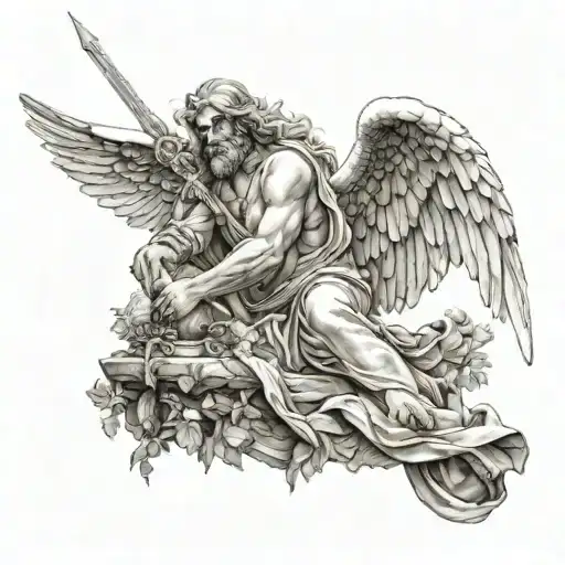 biblical imagery for sleeve revelations angels God tattoo design idea