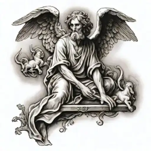 biblical imagery for sleeve revelations, angels,  tattoo design idea