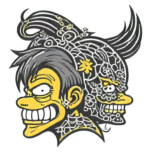 emo Bart Simpson face tattoo tattoo design idea