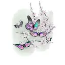 cherry blossom purple glow butterflies  tattoo design idea