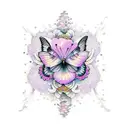 cherry blossom purple glow butterflies  tattoo design idea