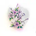 cherry blossom purple glow butterflies  tattoo design idea
