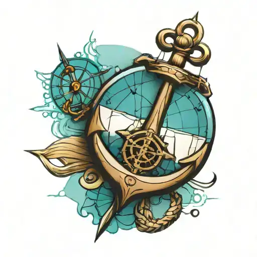 anchor compass globetrotter  tattoo design idea