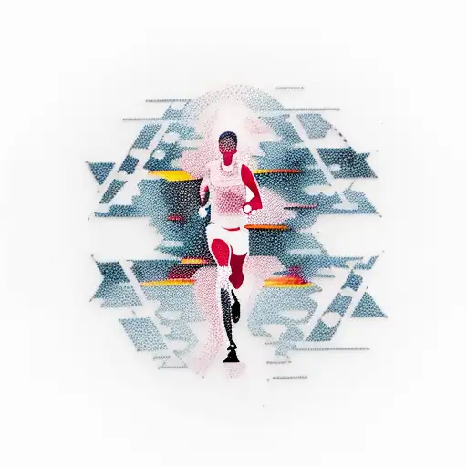 A silhouette of a runner with a night sky background tattoo design idea