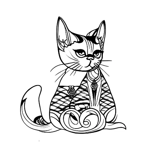 Gothic Siamese cats tattoo design idea