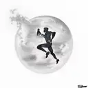 A silhouette of a runner with a night sky background tattoo design idea