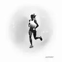 A silhouette of a runner with a night sky background tattoo design idea