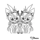 Gothic Siamese cats tattoo design idea