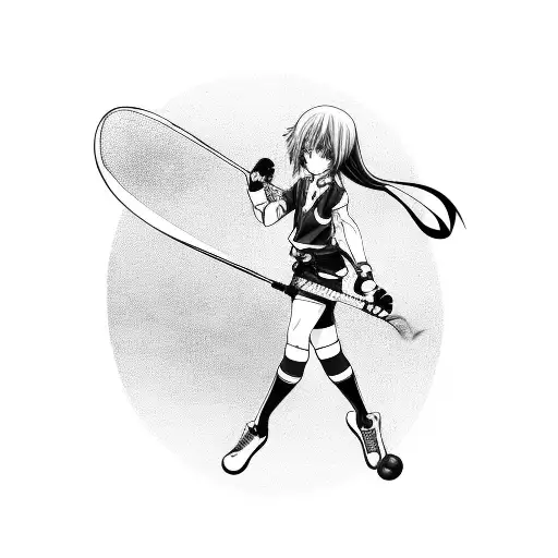 Anime character playing a sport tattoo design idea