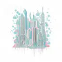 Underwater cityscape with drains as buildings tattoo design idea