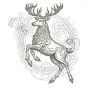 Celtic stag jumping full body tattoo design idea