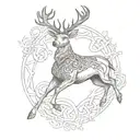 Celtic stag jumping full body tattoo design idea