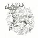 Celtic stag jumping full body tattoo design idea
