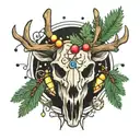 Deer skull with christmas tree lights   tattoo design idea