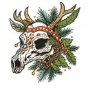Deer skull with christmas tree lights   tattoo design idea