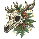 Deer skull with christmas tree lights   tattoo design idea