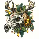 Deer skull with christmas tree lights   tattoo design idea