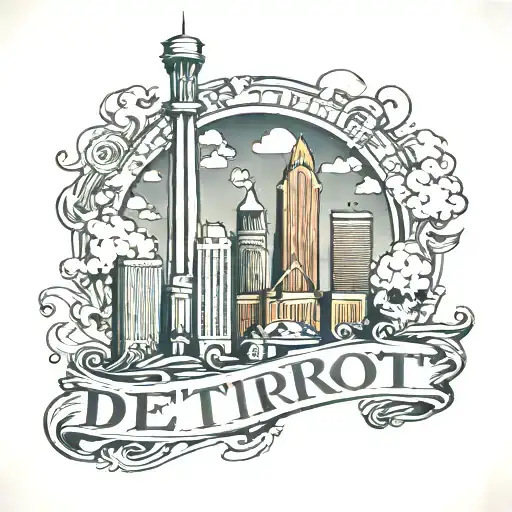 Detroit skyline tattoo design idea