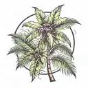 Palm Tree weed tattoo design idea