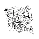 Horizontal vine with subtle 22 and letters PRADL incorporated tattoo design idea