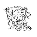 Horizontal vine with subtle 22 and letters PRADL incorporated tattoo design idea