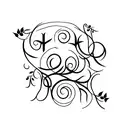 Horizontal vine with subtle 22 and letters PRADL incorporated tattoo design idea