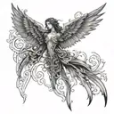 Gothic seraphim large wings  tattoo design idea