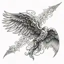 Gothic seraphim large wings  tattoo design idea