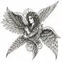 Gothic seraphim large wings  tattoo design idea