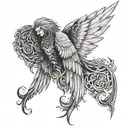 Gothic seraphim large wings  tattoo design idea