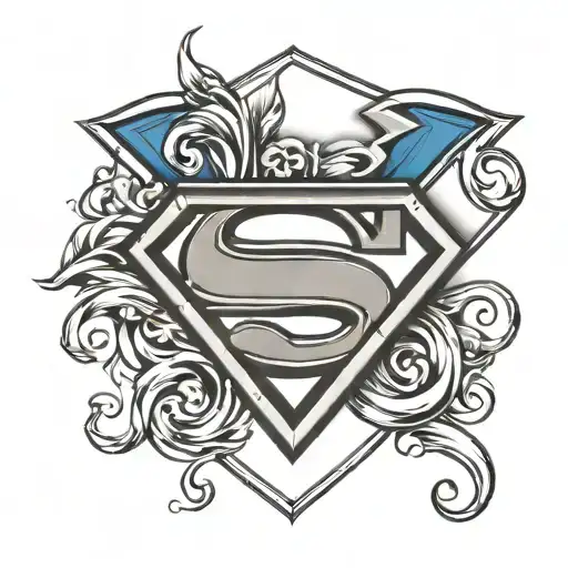 cursive loyalty inside superman shield  tattoo design idea