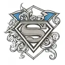 cursive loyalty inside superman shield  tattoo design idea
