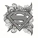 cursive loyalty inside superman shield  tattoo design idea