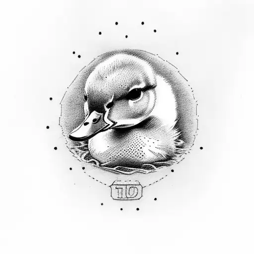 baby duck with head stuck in stewed tomato tattoo design idea
