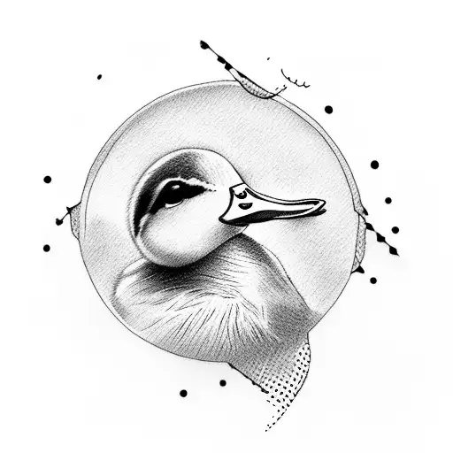 baby duck with head stuck in a stewed tomato tattoo design idea