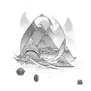 A tranquil sea setting with elements of zen meditation and mindfulness tattoo design idea