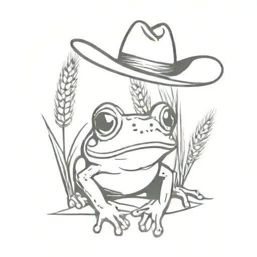 frog with cowboy hat with wheat in mouth   tattoo design idea