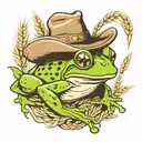 frog with cowboy hat with wheat in mouth  tattoo design idea