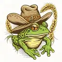 frog with cowboy hat with wheat in mouth  tattoo design idea