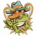 frog with cowboy hat with wheat in mouth  tattoo design idea