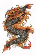 carp, dragon, phoenix tattoo design idea