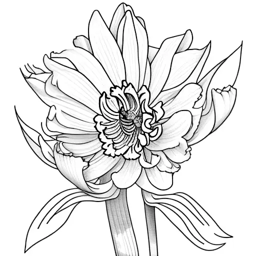 fine line daffodil two chrysanthemums and a narcissus  tattoo design idea