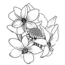 fine line daffodil two chrysanthemums and a narcissus  tattoo design idea