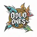 A striking 3D vintage anime-inspired logo for "O-1-O" "Odd Ones Out" emerges boldly against a plain black background tattoo design idea