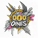 A striking 3D vintage anime-inspired logo for "O-1-O" "Odd Ones Out" emerges boldly against a plain black background tattoo design idea