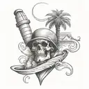 blue collar,  beach  tattoo design idea