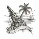 blue collar,  beach  tattoo design idea