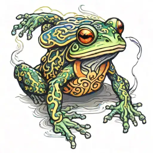 frog，smoking tattoo design idea